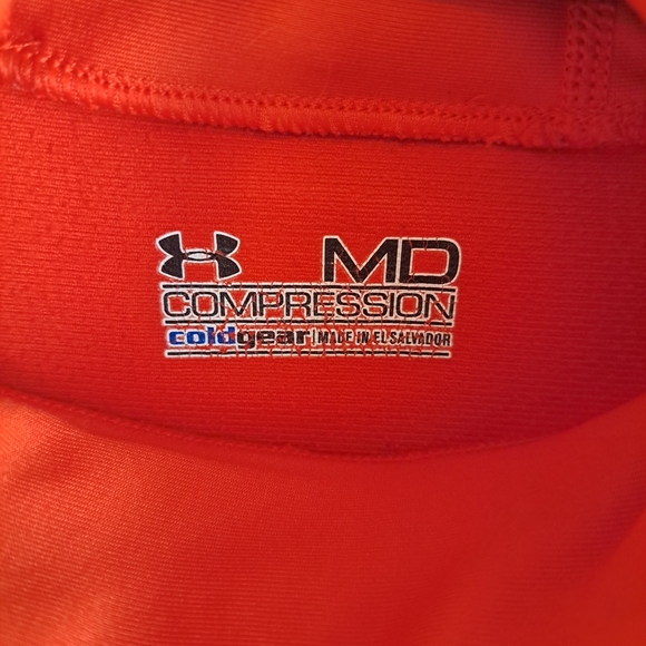 Under Armour Men’s ColdGear Mock Compression Long Sleeve-Orange-Size Medium - Picture 3 of 5